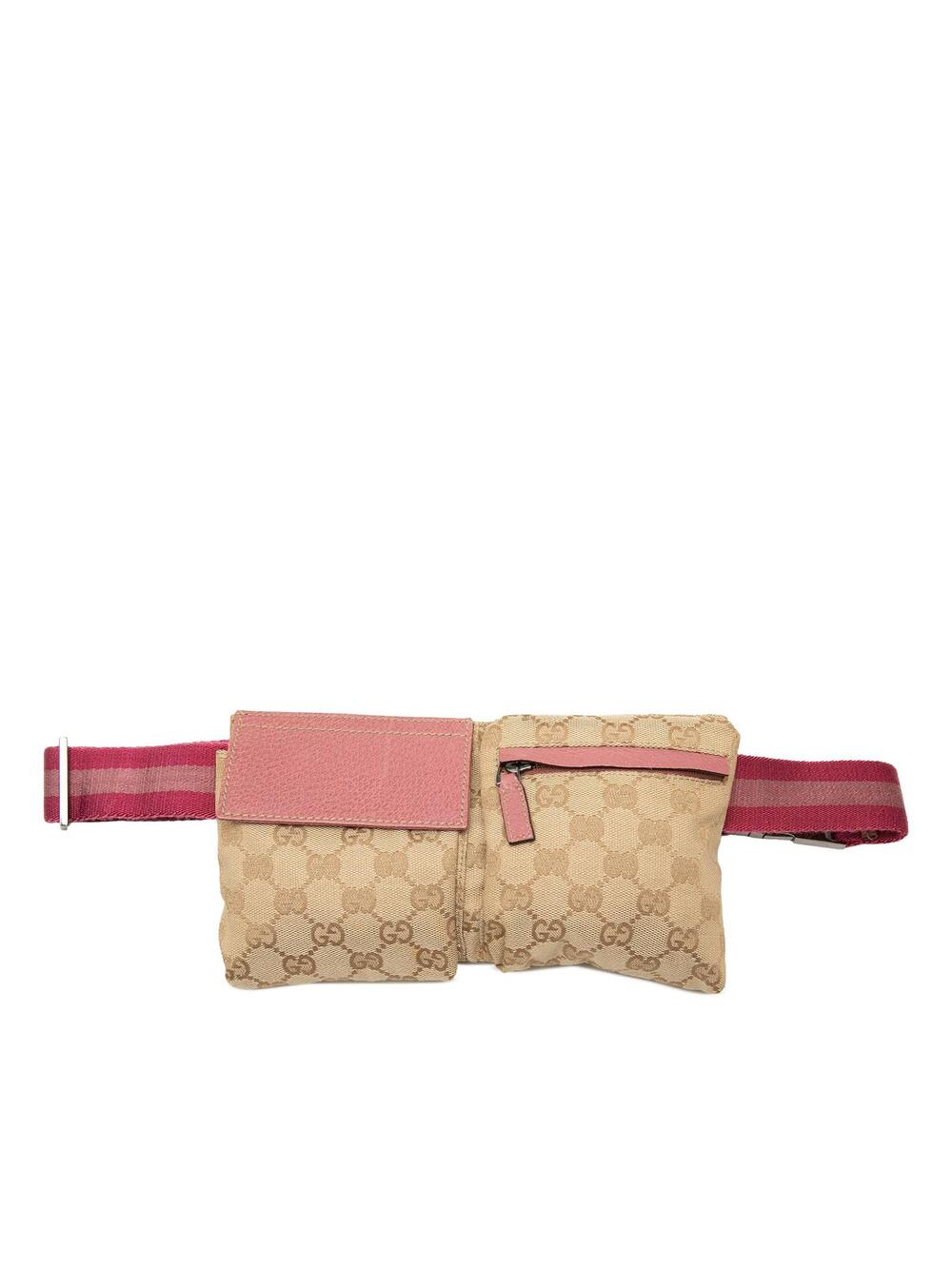 Gucci Gg Canvas Web Double Pocket Belt #341694G56B